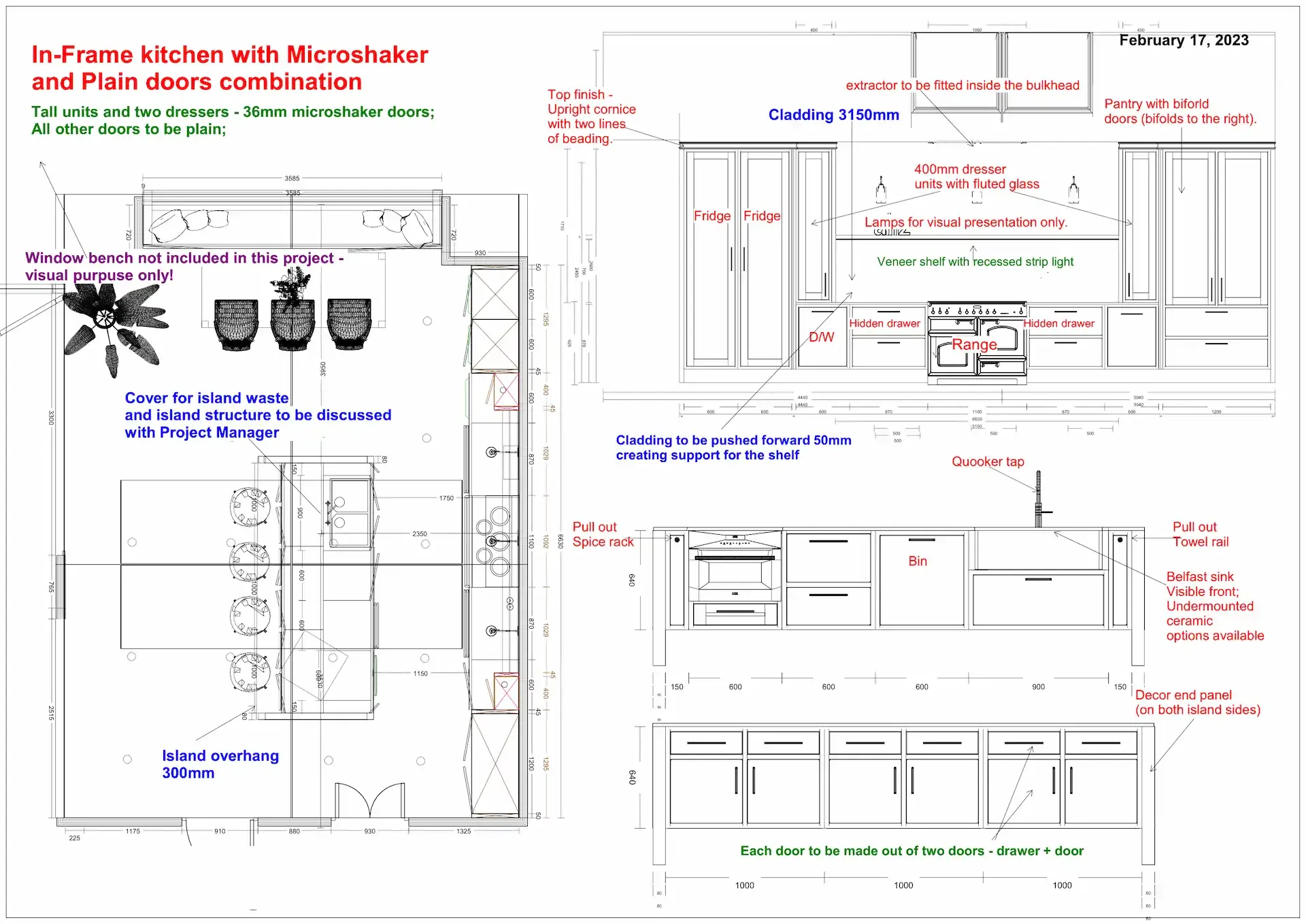 In-Frame kitchen with Microshaker and plain doors combination